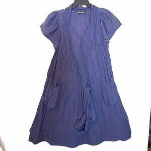 Sundance JP and Mattie Gauze Boho Dress Blueberry Purple Attached Neck Sash Sz S